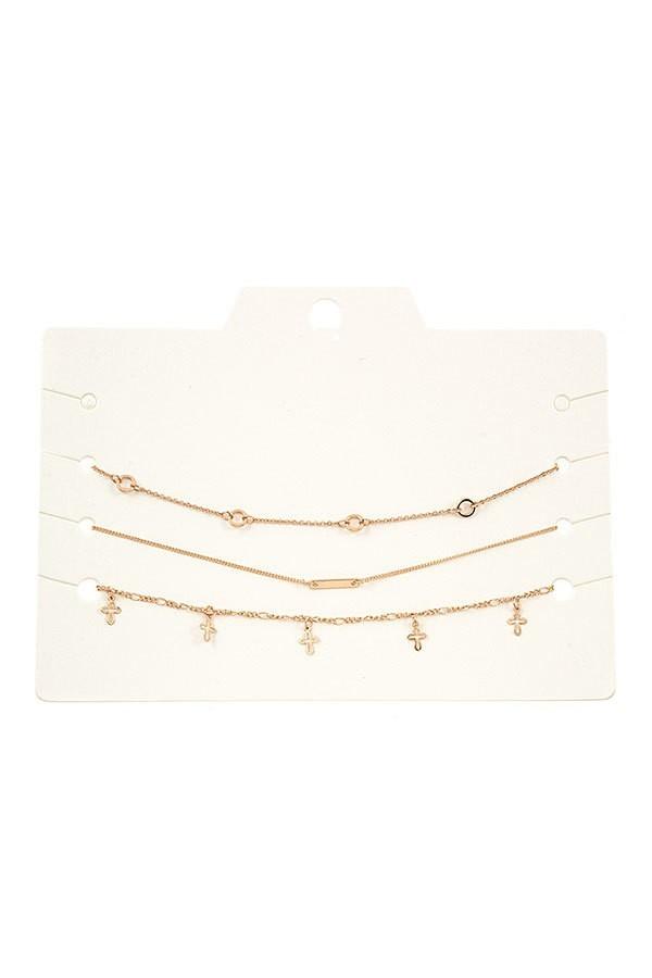 Layered chain cross necklace