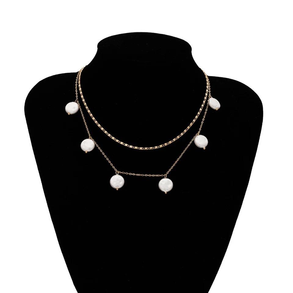 Double layer pearl necklace