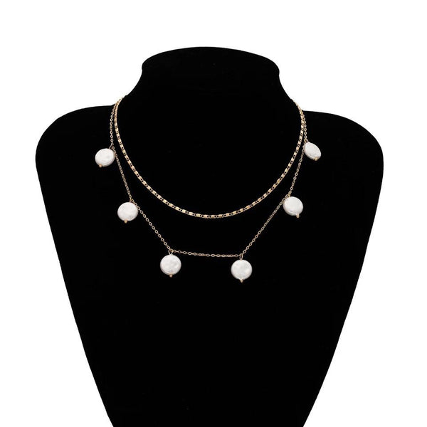 Double layer pearl necklace