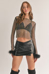 Aveiro Rhinestone Sheer Mesh Top