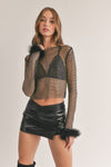 Aveiro Rhinestone Sheer Mesh Top