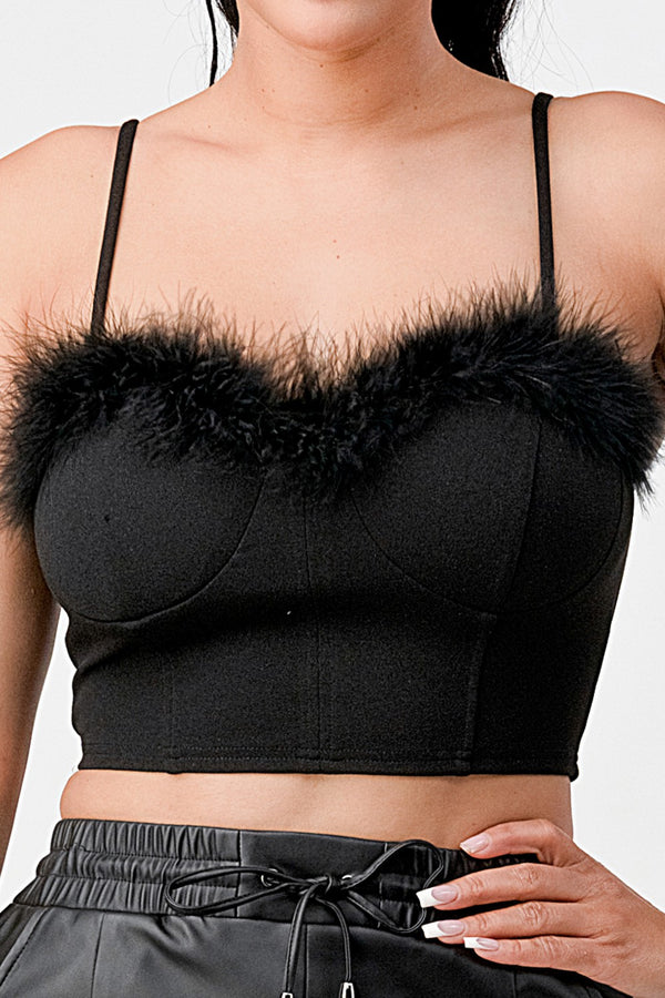 Leblon Fur trim Crop Top