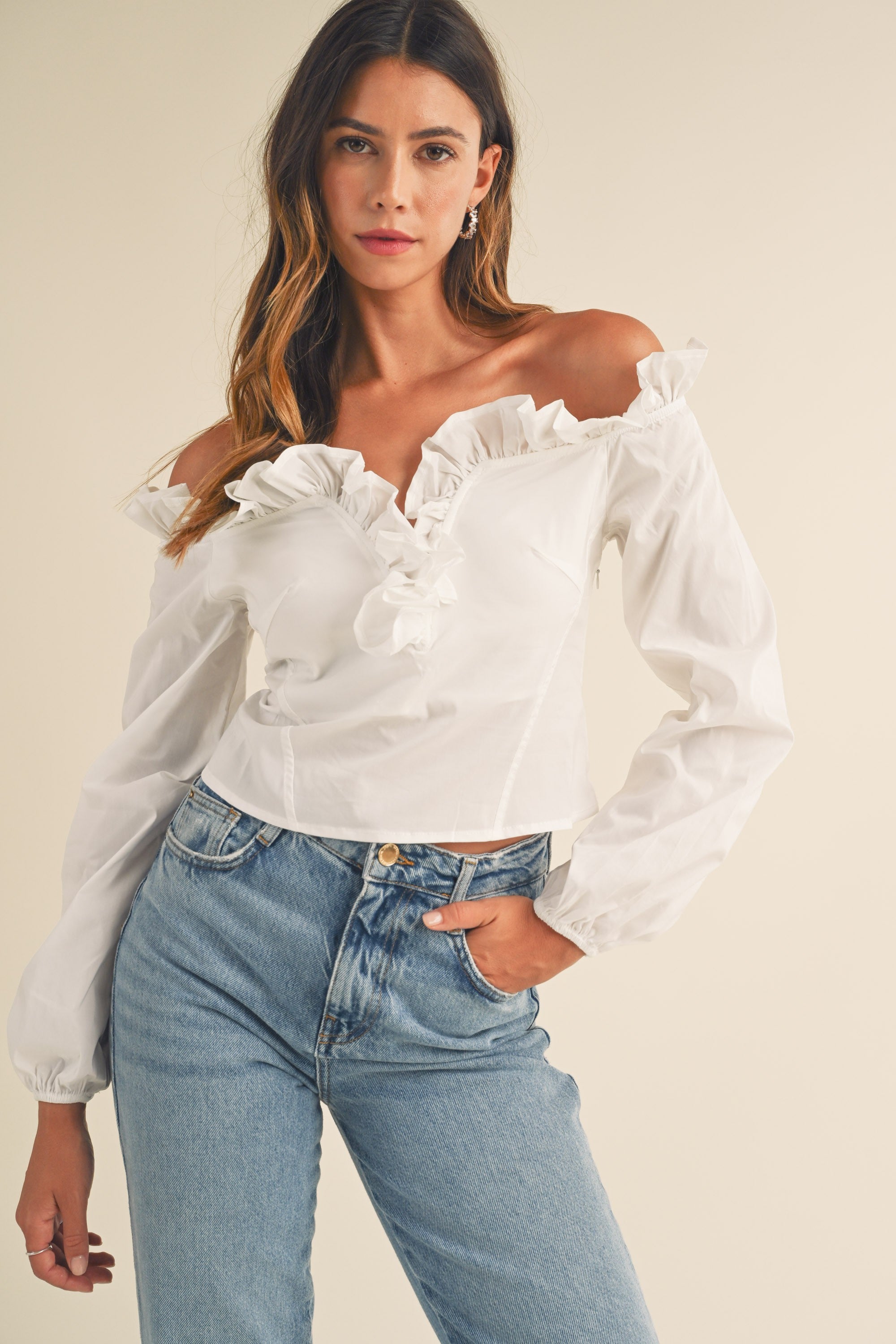 Charlotte Off Shoulder Ruffle Top