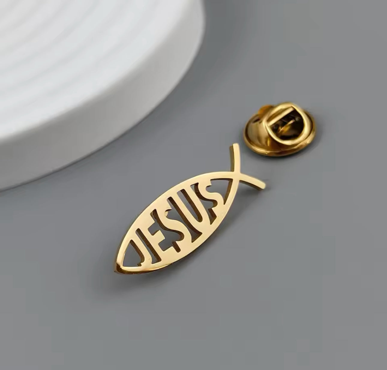 Jesus fish pin brooch