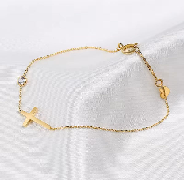 Dainty cross bracelet