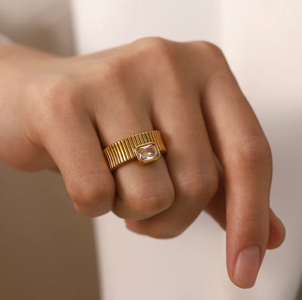 Gold Ribbed Ring