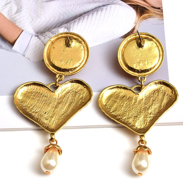 Long heart earrings