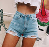 Ripped detail Demin shorts