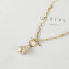 Gold pearl chain necklace