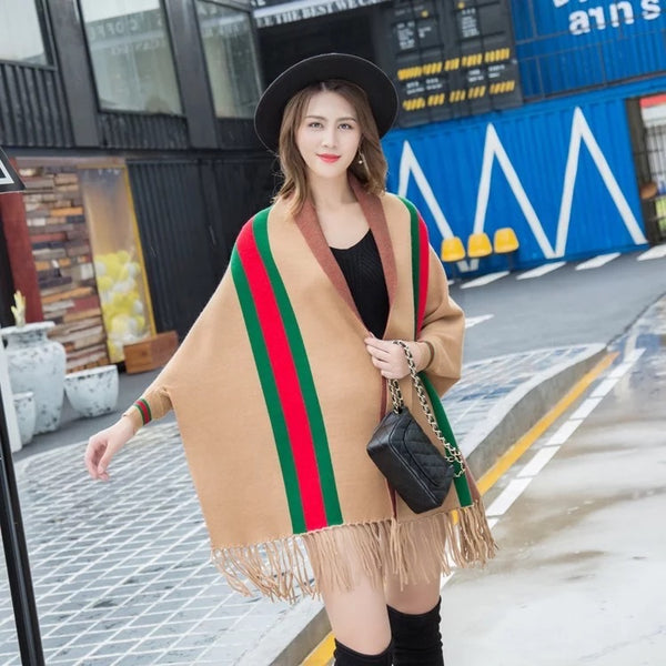 Striped poncho