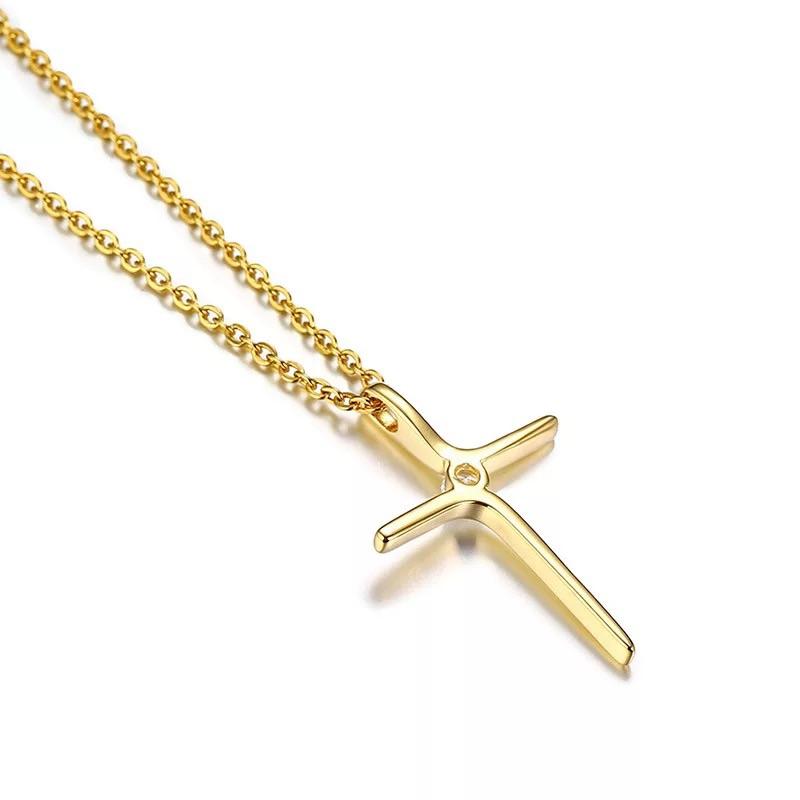 Gold cross necklace with diamond