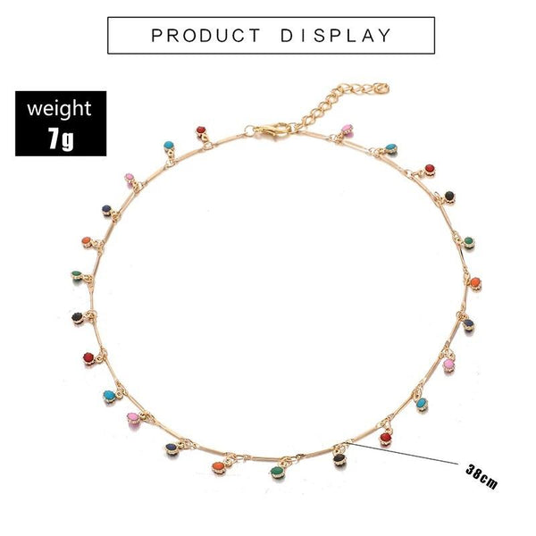 Multicolor stone choker necklace