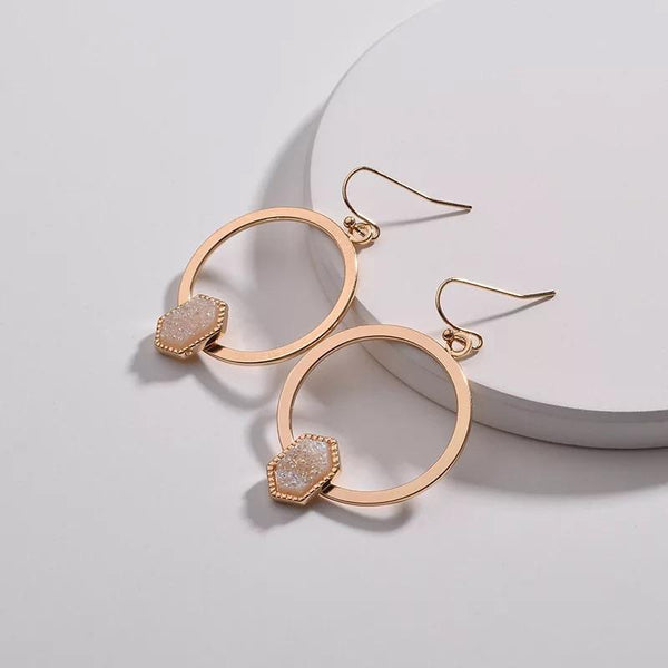 Druzy drop hoops