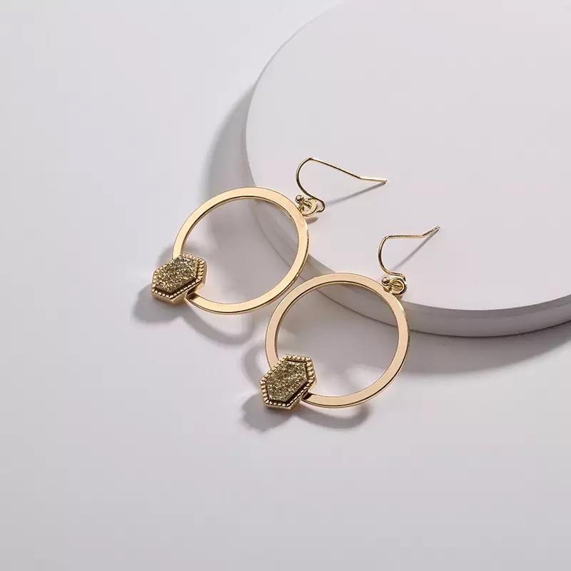 Druzy drop hoops