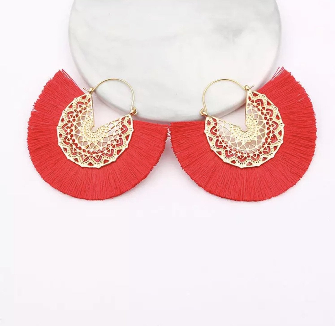 Fan fringe earrings