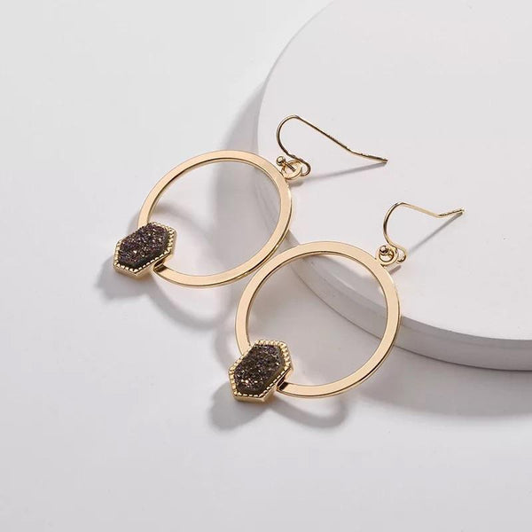 Druzy drop hoops