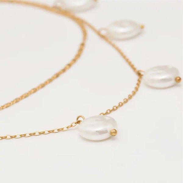 Double layer pearl necklace