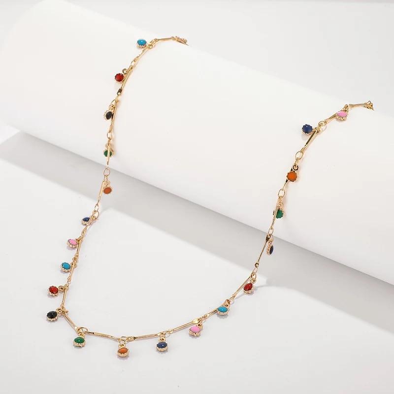 Multicolor stone choker necklace